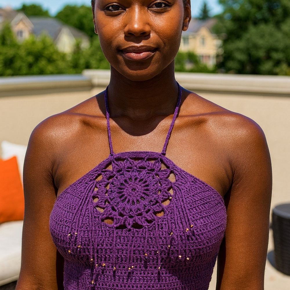 Purple Crochet Halter Top